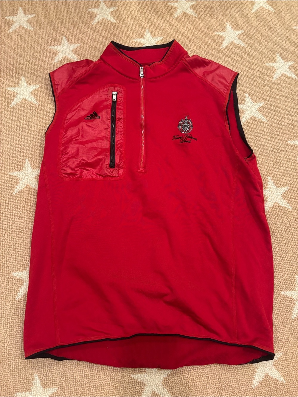 adidas TRUMP NATIONAL DORAL GOLF VEST Red Sleeveless Zip-Front Athletic Tank